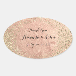金ゴールド銅グリッター保存日付ありがとう名前 楕円形シール