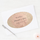 金ゴールド銅グリッター保存日付ありがとう名前 楕円形シール (封筒)