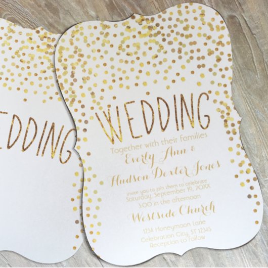 金ゴールド銅ヴィンテージタイポグラフィ結婚式招待状 招待状