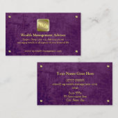 金ゴールド銘板パープルレザールック、ウェルスアドバイザー 名刺 (正面/裏面)