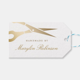 金ゴールド鋏 |白エレガントと黒の手作り ギフトタグ