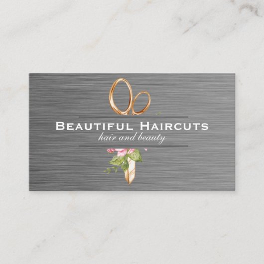 金ゴールド鋏 | 美容師 名刺 (正面)