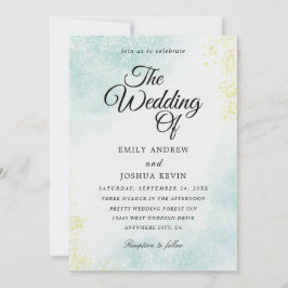金ゴールド鋳造水色結婚式招待状 招待状