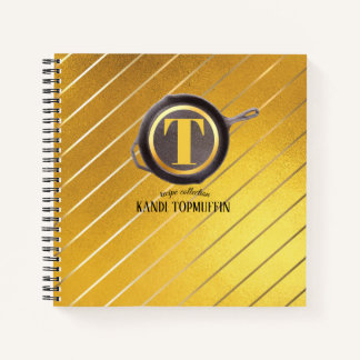 金ゴールド鋳鉄鍋パーソナライズされたレシピ ノートブック