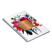 金ゴールド鋼エレガント銅金属赤色海軍フローラ ノートブック (右側)