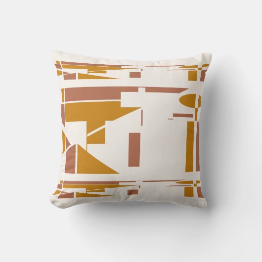 金ゴールド錆オフ白の南西ルックジオメトリックモチーフ クッション (正面)