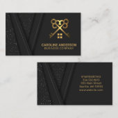 金ゴールド鍵とホームロゴ |実在財産 名刺 (正面/裏面)