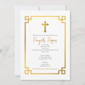 金ゴールド鍵ギリシャ正統《キリスト教》洗礼式や命名式バプテスマ 招待状 (正面)