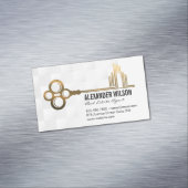 金ゴールド鍵シティロゴ |不動産実在プロパティ マグネット名刺 (インサイチュ)