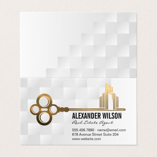 金ゴールド鍵シティロゴ |不動産実在プロパティ 名刺 (外部フラット)