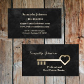 金ゴールド鍵ベルベット実在ブラックエステート名刺 名刺