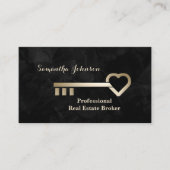 金ゴールド鍵ベルベット実在ブラックエステート名刺 名刺 (正面)