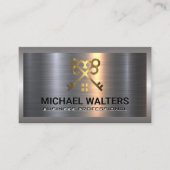 金ゴールド鍵ホーム | メタルバックグランド名刺 名刺 (正面)