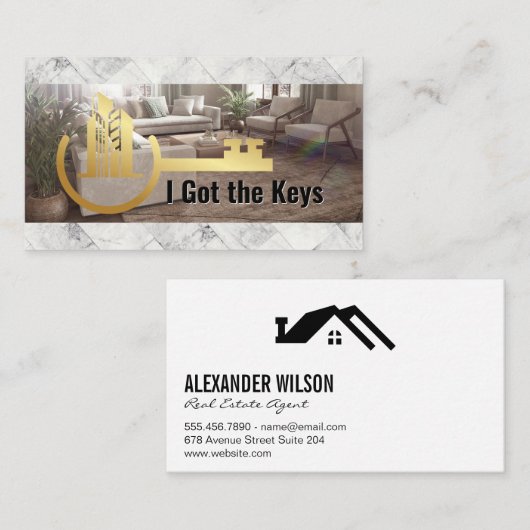 金ゴールド鍵商業実在財産 | 内部 名刺 (正面/裏面)