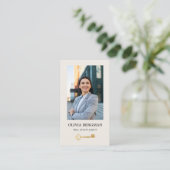 金ゴールド鍵実在プロフェッショナルエステートフォトQRコード 名刺 (スタンド正面)