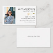 金ゴールド鍵実在プロフェッショナルエステート縦写真 名刺 (正面/裏面)