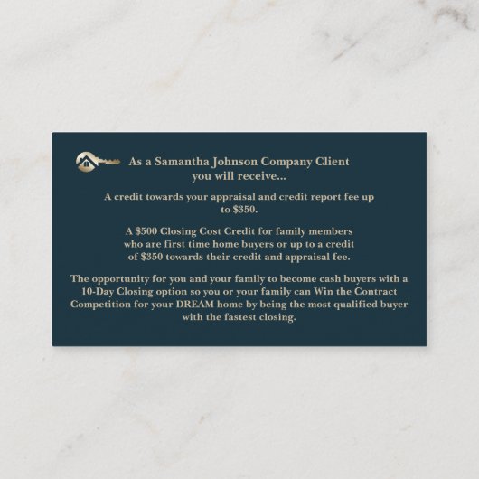 金ゴールド鍵VIPエステート実在ククライアント評価カード ロイヤリティカード (裏面)