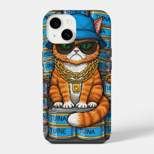 金ゴールド鎖を被った不機嫌な猫 iPhone 14ケース