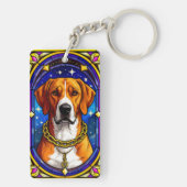 金ゴールド鎖付き犬のステンドグラスポートレート キーホルダー (裏面)