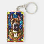 金ゴールド鎖付き犬のステンドグラスポートレート キーホルダー (裏面)