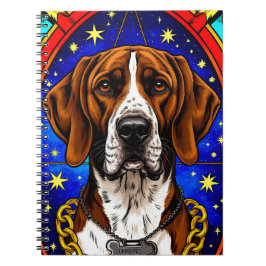 金ゴールド鎖付き犬のステンドグラスポートレート ノートブック