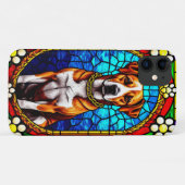 金ゴールド鎖付き犬のステンドグラスポートレート Case-Mate iPhoneケース (裏面(横))