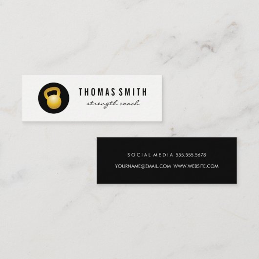 金ゴールド鐘のフィットネス師 スキニー名刺 (正面/裏面)