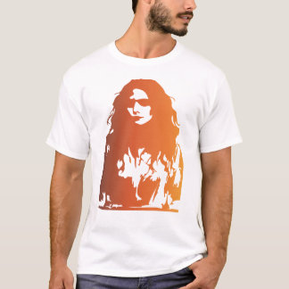 金ゴールド長い髪とサングラスを持つ女性 Tシャツ