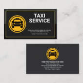 金ゴールド長方形フレームイエロータクシーアイコンキャブドライバ 名刺 (正面/裏面)