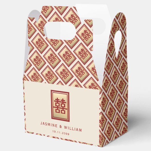 金ゴールド長方形中国の二重結婚幸福のFa フェイバーボックス (オープン)