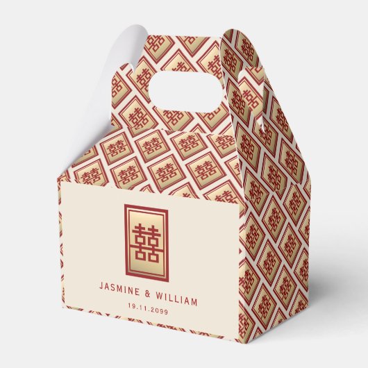 金ゴールド長方形中国の二重結婚幸福のFa フェイバーボックス (正面サイド)