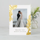 金ゴールド開花フォイルありがとう 箔招待状 (立ち正面)