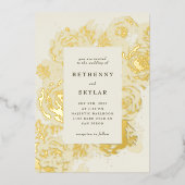 金ゴールド開花フォイル招待状 箔招待状 (正面)