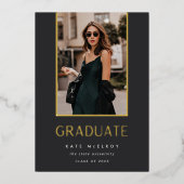 金ゴールド降下 |フォイルフォト卒業発表 箔招待状 (正面)