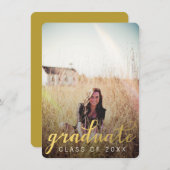 金ゴールド院卒業パーティーフォトカード 招待状 (正面/裏面)