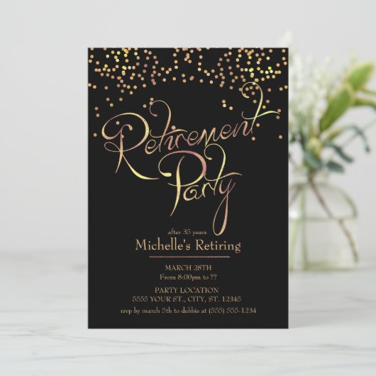 金ゴールド除きらめく去パーティの招待状 招待状 (スタンド正面)