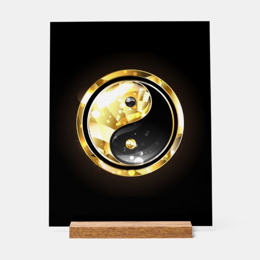 金ゴールド陰陽オンブラック アクリルサイン (正面)