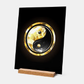 金ゴールド陰陽オンブラック アクリルサイン (傾斜)