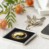 金ゴールド陰陽オンブラック キーホルダー (側面)