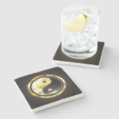 金ゴールド陰陽オンブラック ストーンコースター (横)