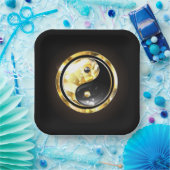 金ゴールド陰陽オンブラック ペーパープレート (パーティー)