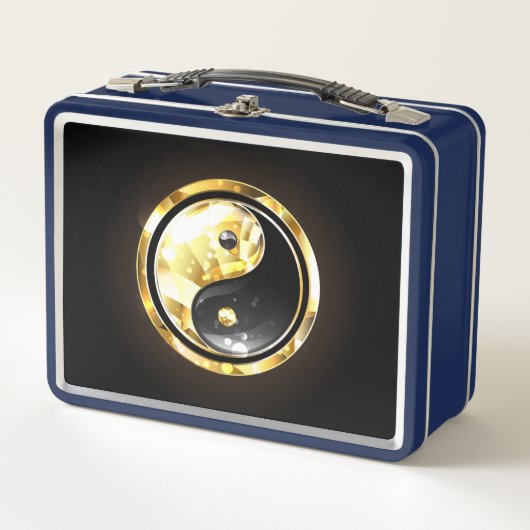金ゴールド陰陽オンブラック メタルランチボックス (正面)