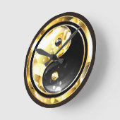 金ゴールド陰陽オンブラック ラウンド壁時計 (傾斜)