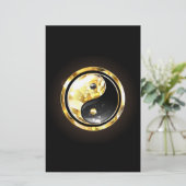 金ゴールド陰陽オンブラック 便箋 (スタンド正面)