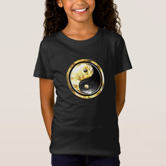 金ゴールド陰陽オンブラック Tシャツ (正面)