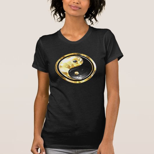 金ゴールド陰陽オンブラック Tシャツ (正面)