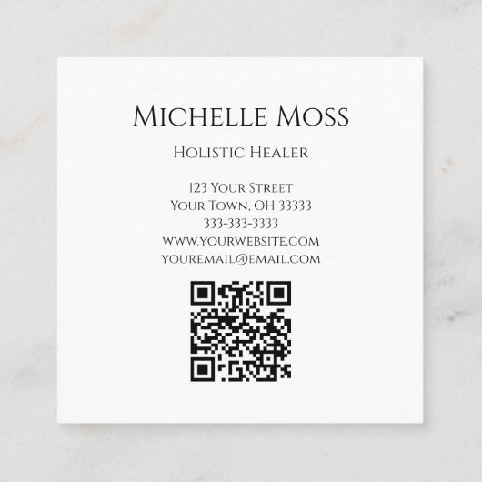 金ゴールド陰陽シンボルホリスティックヒーラーQRコード スクエア名刺 (裏面)