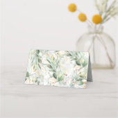 金ゴールド離れとユーカリプタス結婚グリーンリー プレイスカード (裏面)