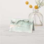 金ゴールド離れとユーカリプタス結婚グリーンリー プレイスカード (裏面)