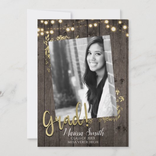 金ゴールド離れとラ素朴イツダークウッド卒業 招待状 (正面)